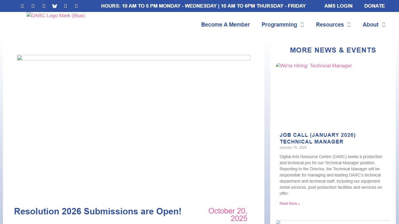 Resolution 2026 Submissions are Open! • Digital Arts Resource Centre